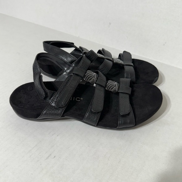 Vionic Womens Amber Black Patent Croc Print Slingback T-Strap Sandals Size 10 - Picture 1 of 5